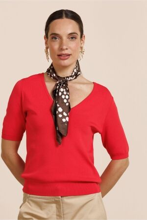 Studio Anneloes Studio Anneloes sandy v neck pullover 13690 Trui korte mouw 2800 coral red