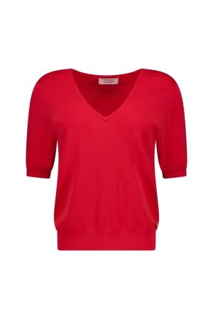 Studio Anneloes Studio Anneloes sandy v neck pullover 13690 Trui korte mouw 2800 coral red