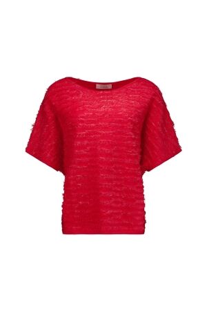 Studio Anneloes Studio Anneloes lenti fringe pullover 13691 Trui korte mouw 2800 coral red