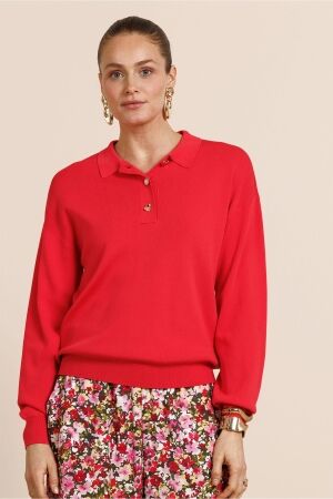 Studio Anneloes Studio Anneloes pelin fancy button polo 13698 Poloshirts 2800 coral red
