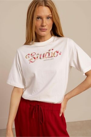 Studio Anneloes Studio Anneloes flower studio floor t-shirt 13688 T-shirt Korte mouw 1700 ecru