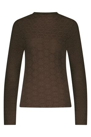 Tramontana Tramontana brushed stretch lace top c43-18-401 f T-shirt Lange mouw 002660-espresso