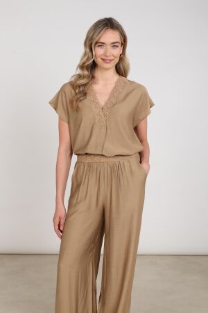 Nukus Nukus marlijn top nks01122 T-shirt Korte mouw 64 camel