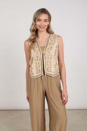 Nukus Nukus momo gilet embroidery nks08027 Gilets 9 sand