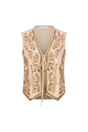 Nukus Nukus momo gilet embroidery nks08027 Gilets 9 sand