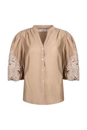 Nukus Nukus rosie blouse embroidery nks02157 Blouse 64 camel