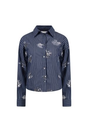 Nukus Nukus tessa blouse paillet nks02151 Blouse 70 navy