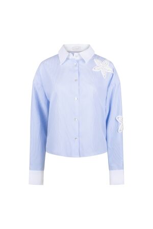 Nukus Nukus tessa blouse stripe nks02218 Blouse 315 offwhite/cloudy