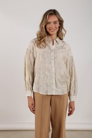 Nukus Nukus nola blouse embroidery nks02181 Blouse 126 offwhite/gold