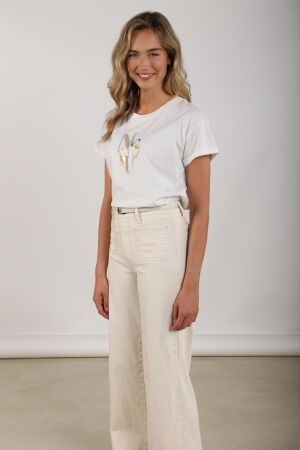 Nukus Nukus rowena shirt nks04018 T-shirt Korte mouw 131 offwhite/sand