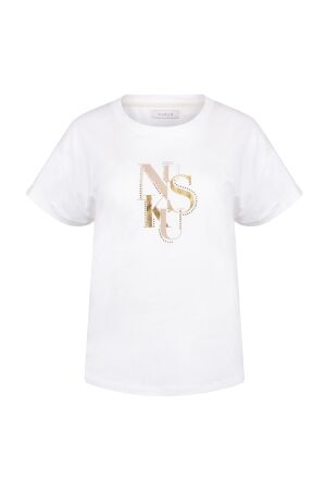 Nukus Nukus rowena shirt nks04018 T-shirt Korte mouw 131 offwhite/sand