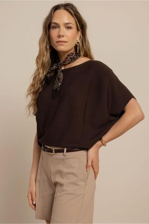 Studio Anneloes Studio Anneloes lenti pullover 13812 Trui korte mouw 8700 espresso