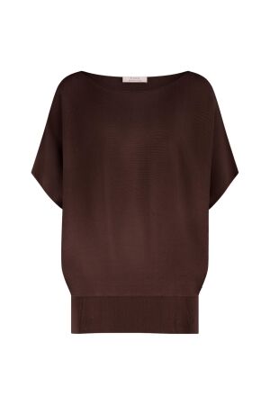 Studio Anneloes Studio Anneloes lenti pullover 13812 Trui korte mouw 8700 espresso