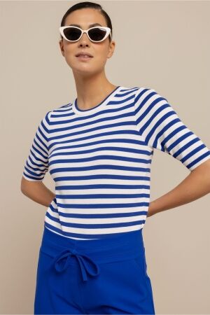 Studio Anneloes Studio Anneloes luna stripe sl pullover 13827 Trui korte mouw 7311 electric blue/offwhite