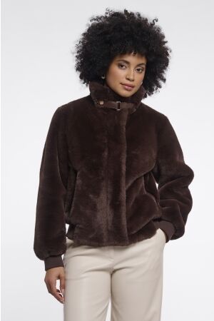 Rino & Pelle Rino & Pelle ambra.7002611 short faux fur jacket Jackets 11099 coffee roast