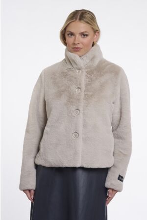 Rino & Pelle Rino & Pelle vie.7002611 single breasted faux fur jacket Jackets 9030 birch