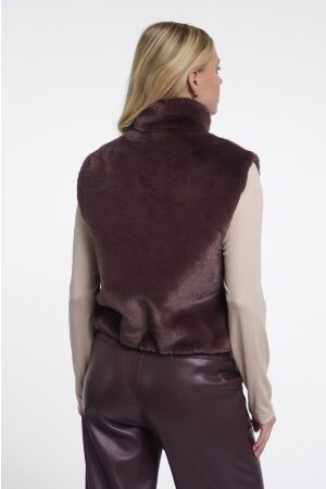 Rino & Pelle Rino & Pelle nikki.7002611 short faux fur waistcoat Vest 10873 chocolate bean