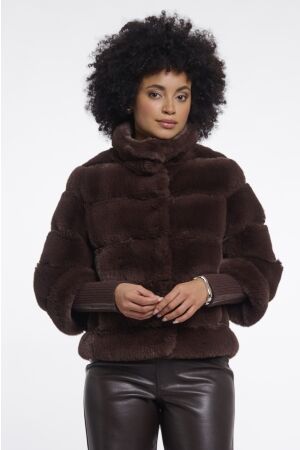 Rino & Pelle Rino & Pelle feline.7002611 jacket with rib cuffs Jackets 11099 coffee roast