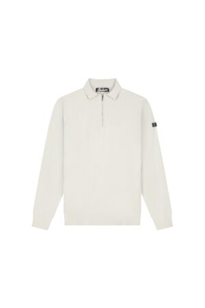 Malelions Malelions knitted longsleeve zip polo mma20026009 Poloshirts 41008 pearl grey