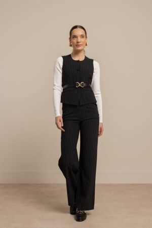 Studio Anneloes Studio Anneloes rebekka pinstripe gilet 13624 Gilets 9011 black/off white
