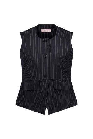 Studio Anneloes Studio Anneloes rebekka pinstripe gilet 13624 Gilets 9011 black/off white