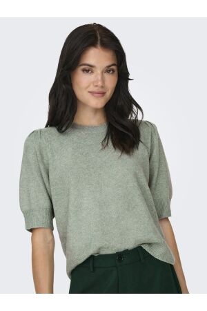 Only Only onlrica life 2/4 pullover ex knt 15318551 Trui korte mouw chinois green w. melange