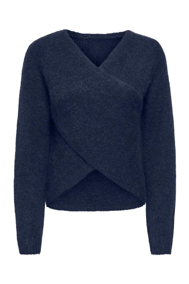 Only ONLMAGGIE LS CROSS V-NECK CC KNT 15375129 5099642 Night Sky Melange