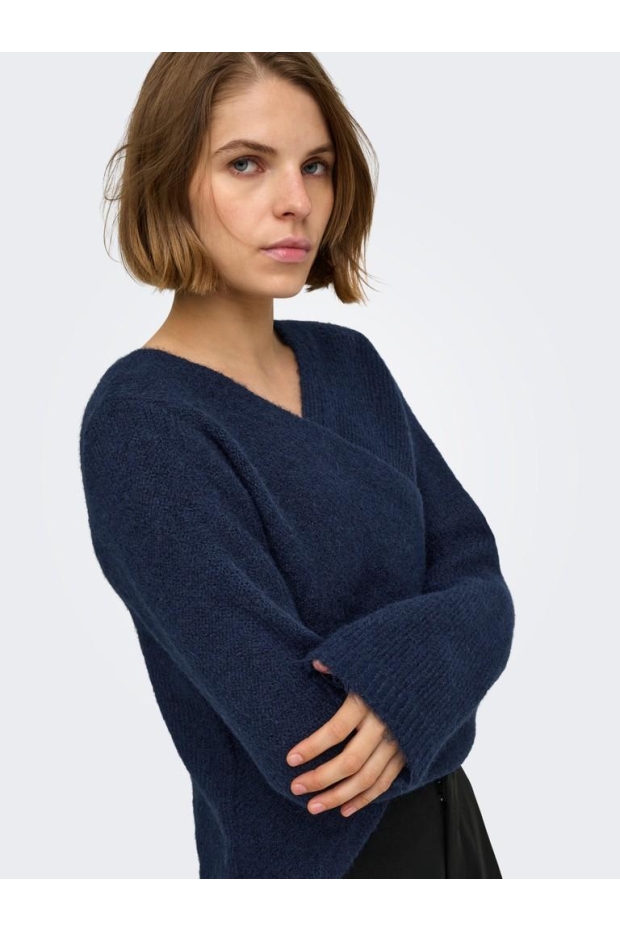 Only ONLMAGGIE LS CROSS V-NECK CC KNT 15375129 5099642 Night Sky Melange