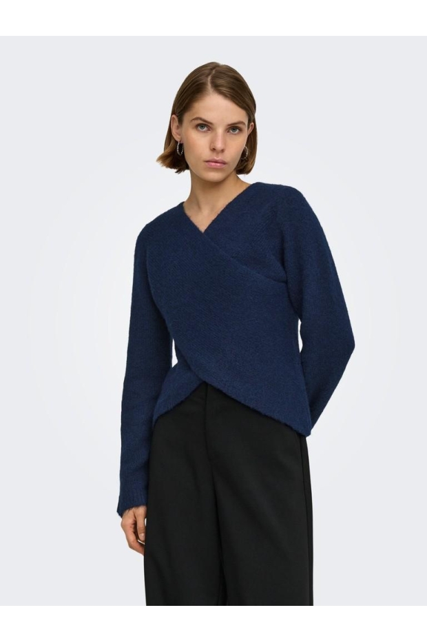 Only ONLMAGGIE LS CROSS V-NECK CC KNT 15375129 5099642 Night Sky Melange