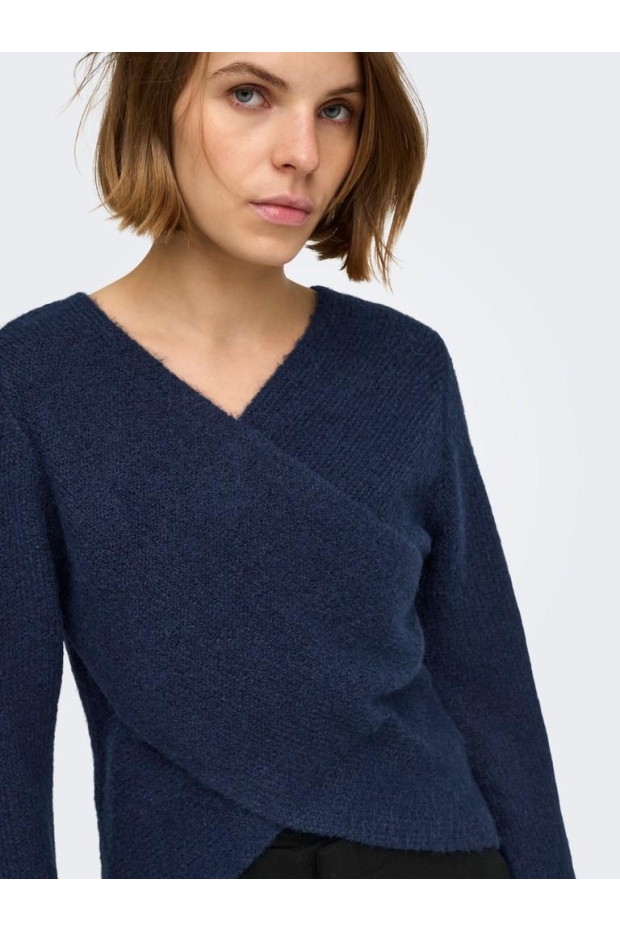 Only ONLMAGGIE LS CROSS V-NECK CC KNT 15375129 5099642 Night Sky Melange