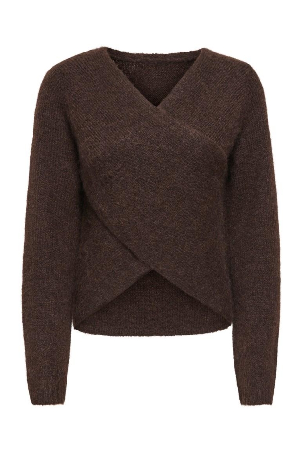 Only ONLMAGGIE LS CROSS V-NECK CC KNT 15375129 5027929 Coffee Bean Melange