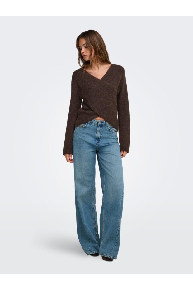Only ONLMAGGIE LS CROSS V-NECK CC KNT 15375129 5027929 Coffee Bean Melange