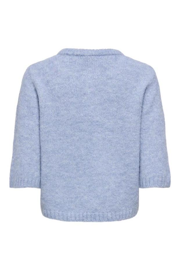 Only ONLMAGGIE SS BUTTON O-NECK CC KNT 15375128 5061114 Dusty Blue Melange/Bling Bu