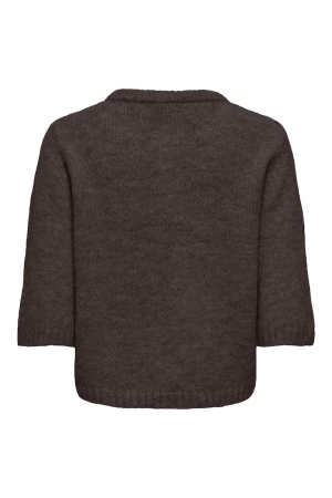 Only Only onlmaggie ss button o-neck cc knt 15375128 Trui korte mouw 5101027 coffee bean melange/bling b