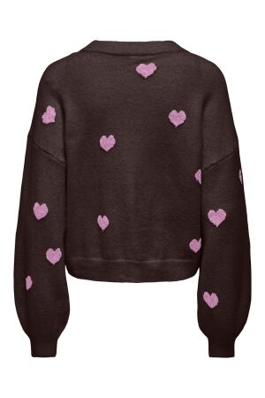 Only Only onlrica ls detail o-neck cc knt 15375856 Trui 5100296 coffee bean heart/pastel