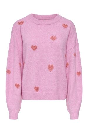 Only Only onlrica ls detail o-neck cc knt 15375856 Trui 5065154 begonia pink high risk red