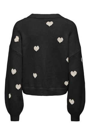 Only Only onlrica ls detail o-neck cc knt 15375856 Trui 5100298 black heart/birch/mel