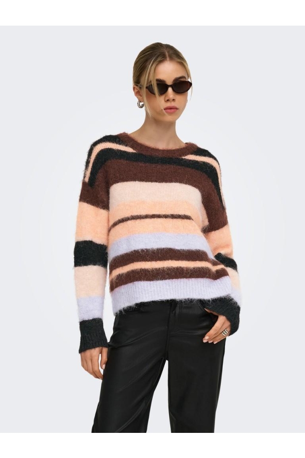 Only ONLPERIL LS O-NECK CC KNT 15379351 5070742 Pinecone Multi/Black/Lilac