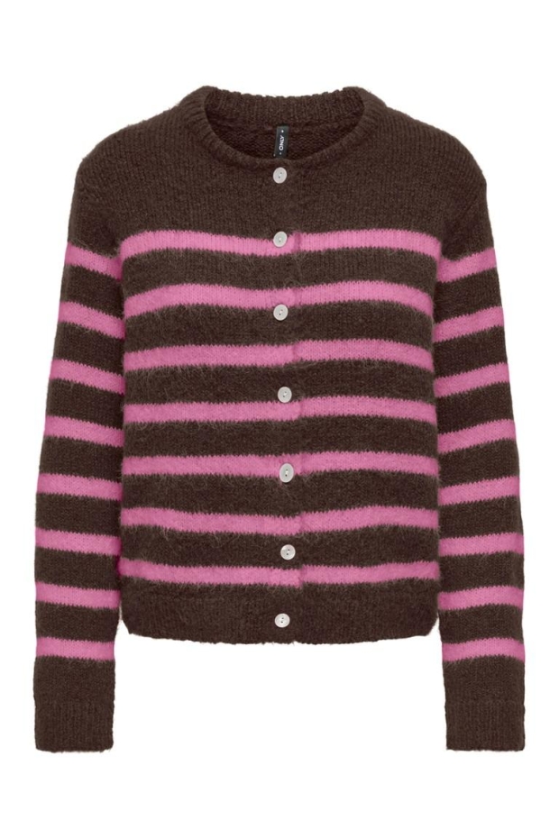 Only ONLMAGGIE LS BASEBALL NECK CARDI CC KNT 15375125 5101359 Coffee Bean Cyclamen/Mel