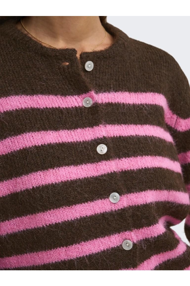 Only ONLMAGGIE LS BASEBALL NECK CARDI CC KNT 15375125 5101359 Coffee Bean Cyclamen/Mel