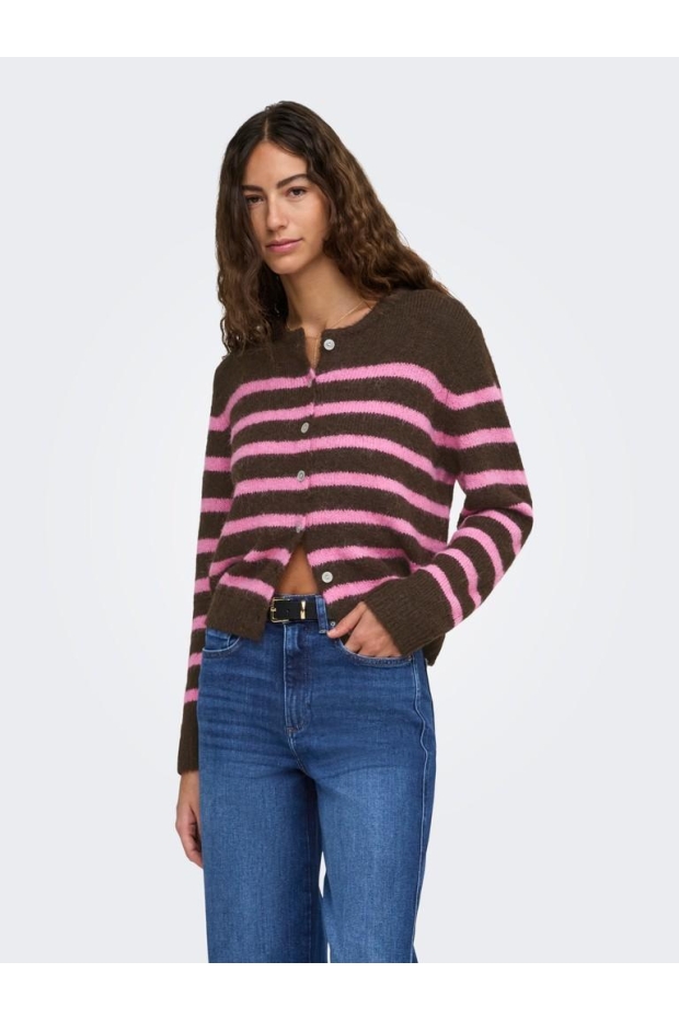 Only ONLMAGGIE LS BASEBALL NECK CARDI CC KNT 15375125 5101359 Coffee Bean Cyclamen/Mel