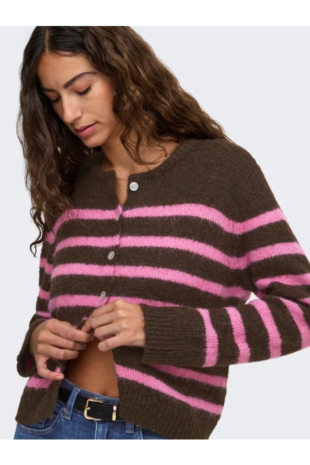 Only ONLMAGGIE LS BASEBALL NECK CARDI CC KNT 15375125 5101359 Coffee Bean Cyclamen/Mel