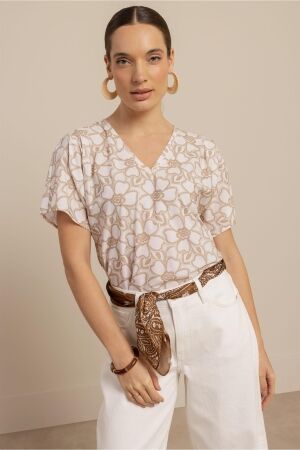 Studio Anneloes Studio Anneloes viola broderie top 13887 T-shirt Korte mouw 1722 ecru/latte