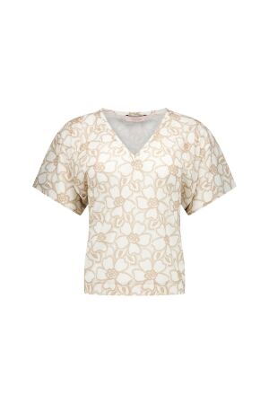 Studio Anneloes Studio Anneloes viola broderie top 13887 T-shirt Korte mouw 1722 ecru/latte