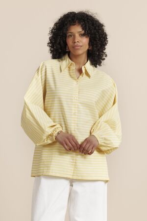Studio Anneloes Studio Anneloes yuki poplin stripe blouse 13889 Blouse 2117 butter yellow/ ecru
