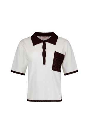 Studio Anneloes Studio Anneloes jemy crochet polo 13915 Poloshirts 1787 ecru/espresso