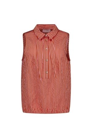 Studio Anneloes Studio Anneloes kimmy stripe poplin blouse 13907 Blouse 2644 orchid orange/pop pink