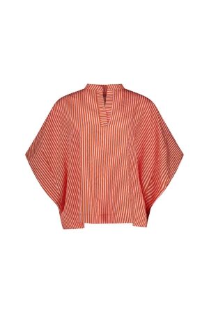 Studio Anneloes Studio Anneloes laureen stripe poplin blouse 13908 Blouse 2644 orchid orange/pop pink