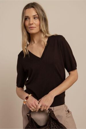 Studio Anneloes Studio Anneloes truida pullover 13917 Trui korte mouw 8700 espresso
