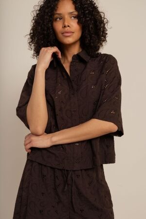 Studio Anneloes Studio Anneloes nyra broderie blouse 13997 Blouse 8700 espresso
